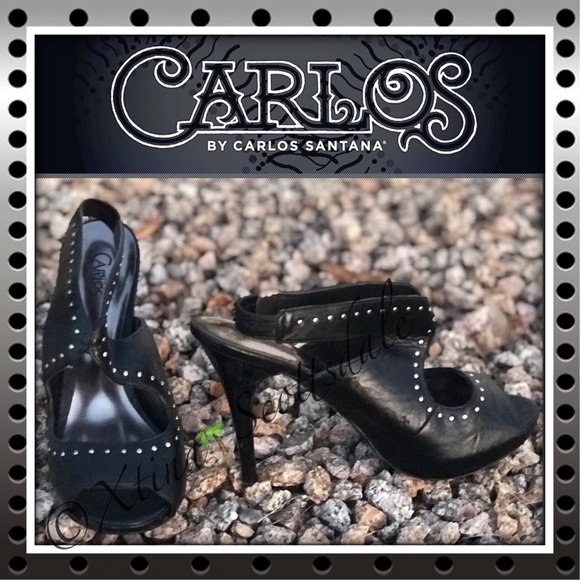 Carlos Santana ROCKSTAR Black Slingback Heels - Picture 2 of 8